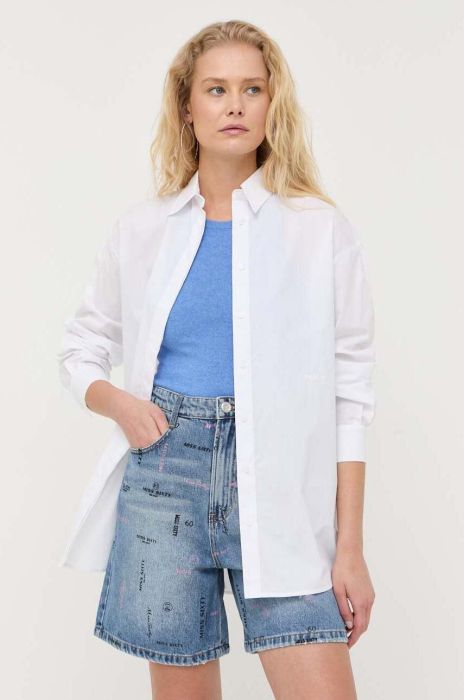 Бавовняна сорочка Pinko жіноча колір білий relaxed класичний комір (3241114)