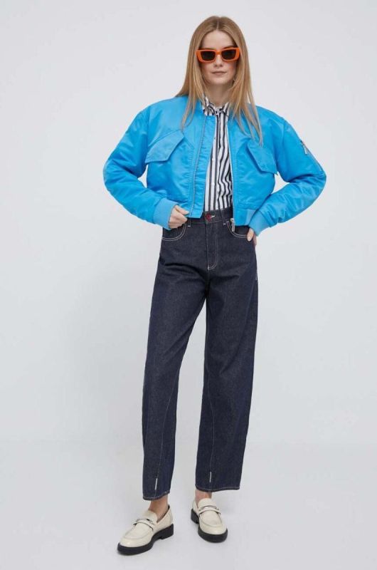 Бавовняна сорочка Tommy Hilfiger жіноча колір синій regular класичний комір (3013635) фото 2