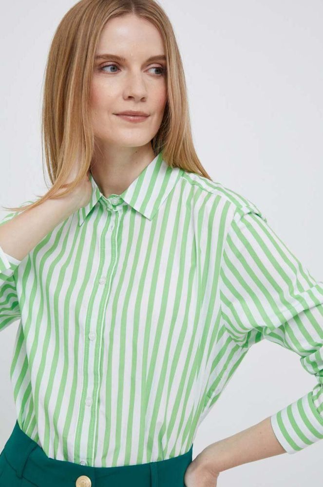 Бавовняна сорочка Tommy Hilfiger жіноча колір зелений regular класичний комір (3013640)