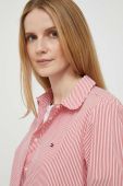 Бавовняна сорочка Tommy Hilfiger жіноча колір червоний regular класичний комір