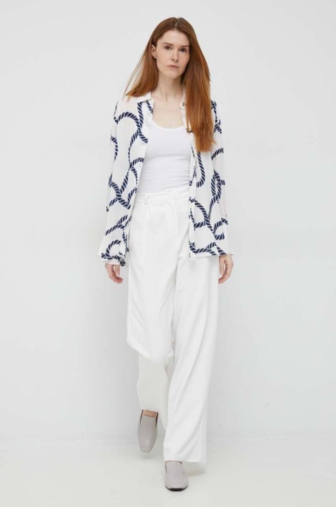 Сорочка Tommy Hilfiger жіноча колір білий relaxed класичний комір (3008620) фото 3