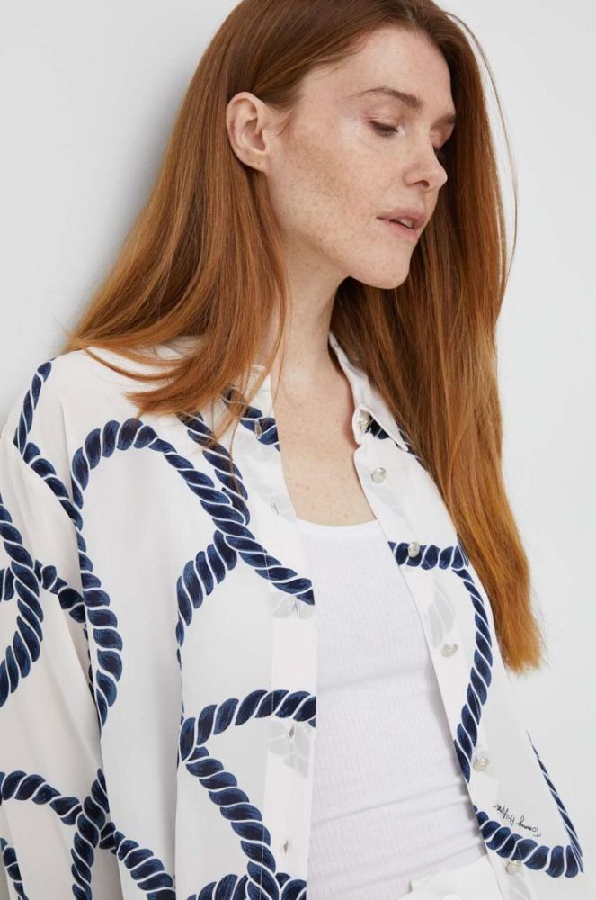 Сорочка Tommy Hilfiger жіноча колір білий relaxed класичний комір (3008620) фото 5
