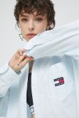 Бавовняна сорочка Tommy Jeans жіноча relaxed класичний комір колір блакитний