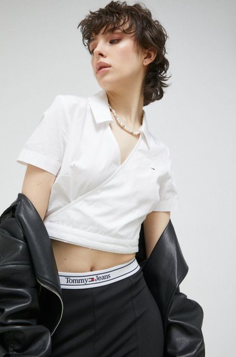 Бавовняна сорочка Tommy Jeans жіноча колір білий