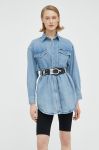 Джинсова сорочка Lee жіноча relaxed класичний комір колір блакитний