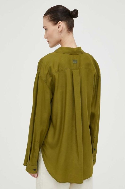 Сорочка G-Star Raw жіноча колір зелений relaxed класичний комір (3266916) фото 2