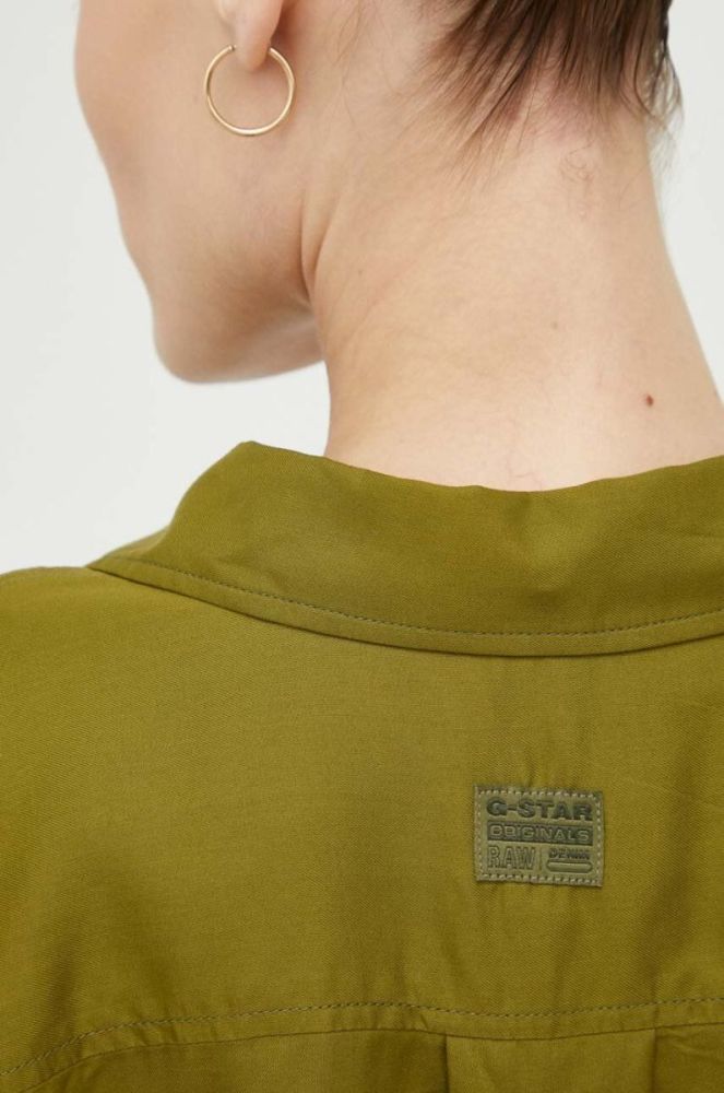 Сорочка G-Star Raw жіноча колір зелений relaxed класичний комір (3266916) фото 4