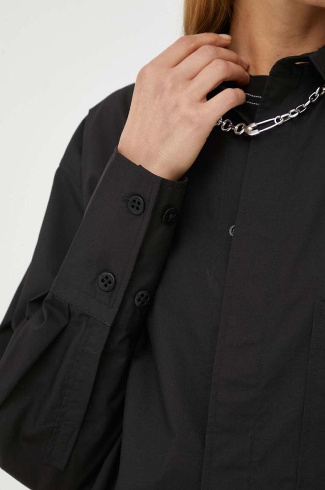 Сорочка G-Star Raw жіноча колір чорний relaxed класичний комір фото 6