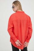 Сорочка з льону Superdry колір червоний relaxed класичний комір