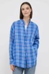 Сорочка з льону Polo Ralph Lauren relaxed класичний комір колір блакитний