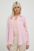 Сорочка з льону Polo Ralph Lauren колір рожевий regular класичний комір