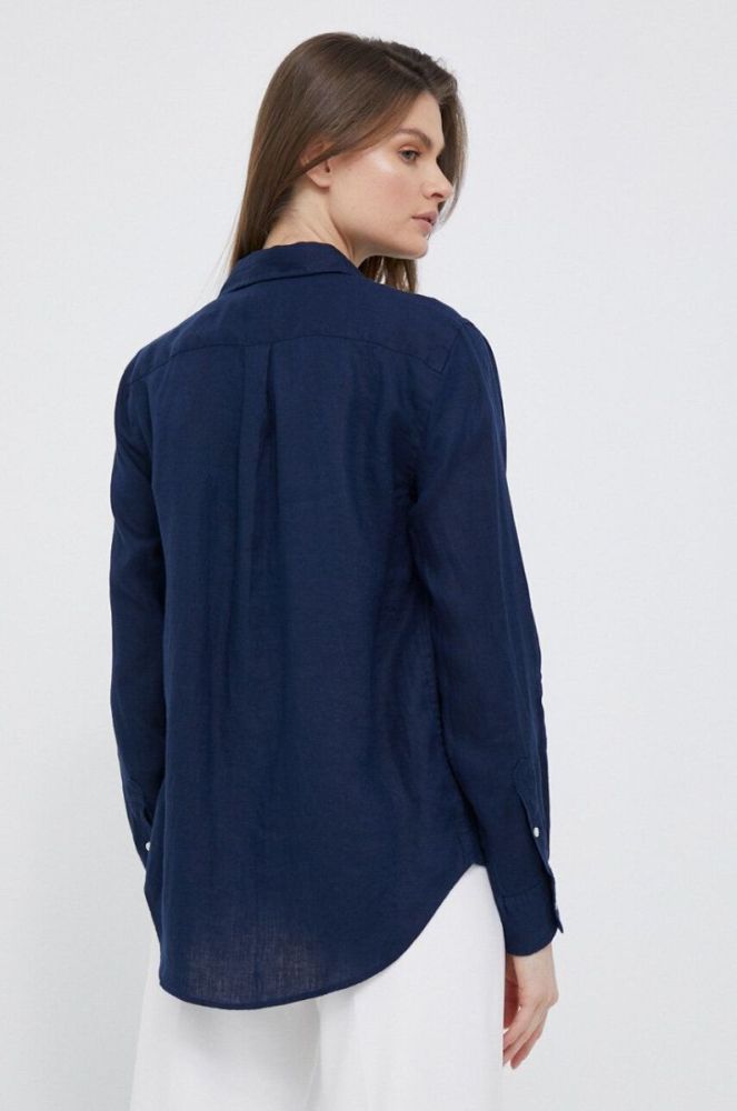 Сорочка з льону Polo Ralph Lauren колір синій regular класичний комір (3170161) фото 4