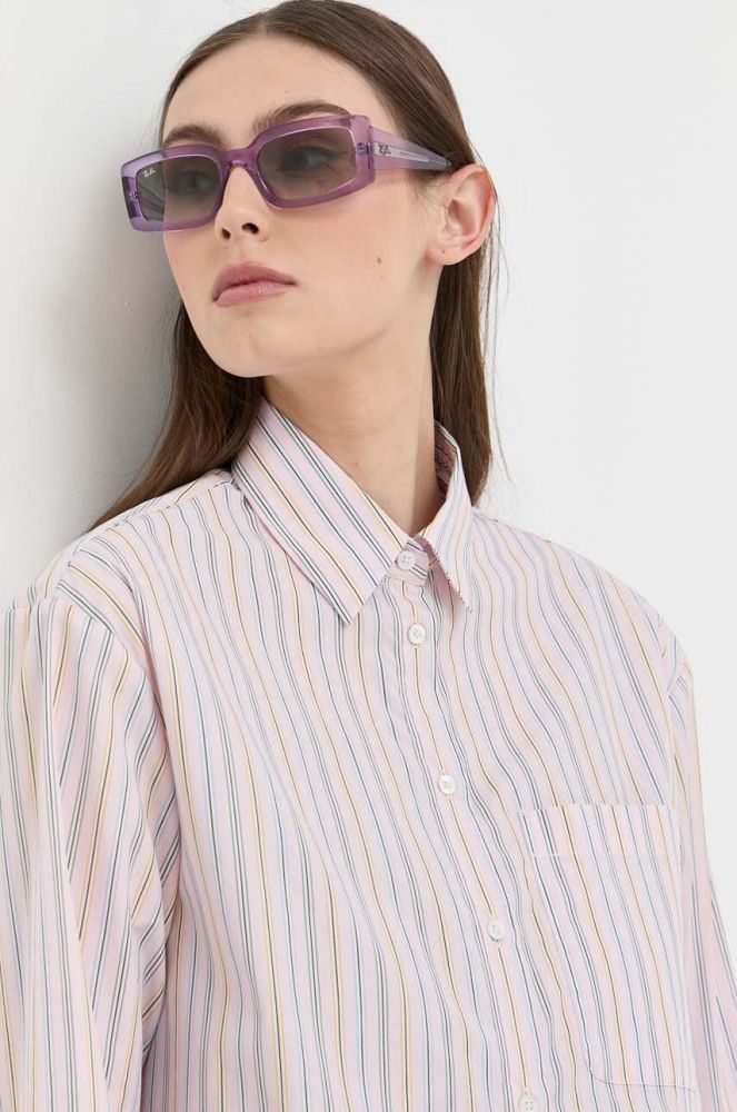 Бавовняна сорочка MAX&Co. жіноча regular класичний комір колір барвистий (3275071)