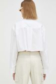 Бавовняна сорочка Remain жіноча колір білий relaxed класичний комір (3153159)