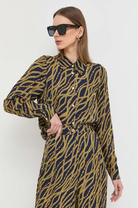 Сорочка з домішкою шовку MICHAEL Michael Kors колір синій regular класичний комір