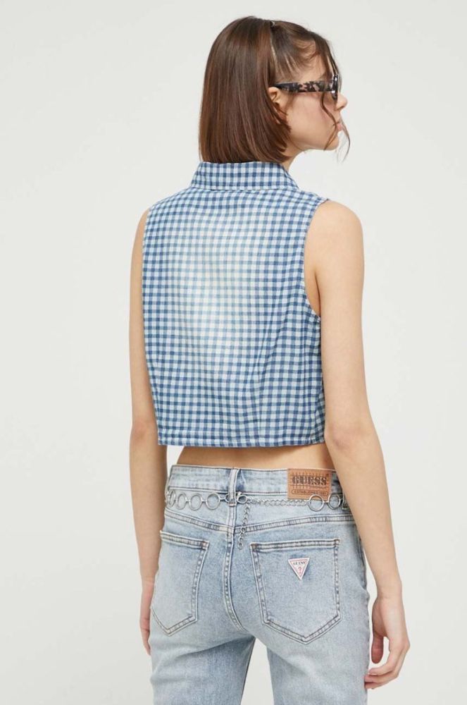 Сорочка Guess Originals жіноча regular класичний комір колір блакитний фото 3