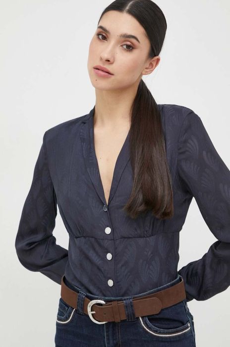 Сорочка Morgan жіноча колір синій regular класичний комір