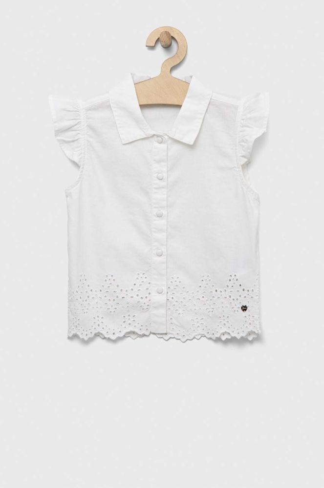 Дитяча сорочка з домішкою льну Guess колір білий