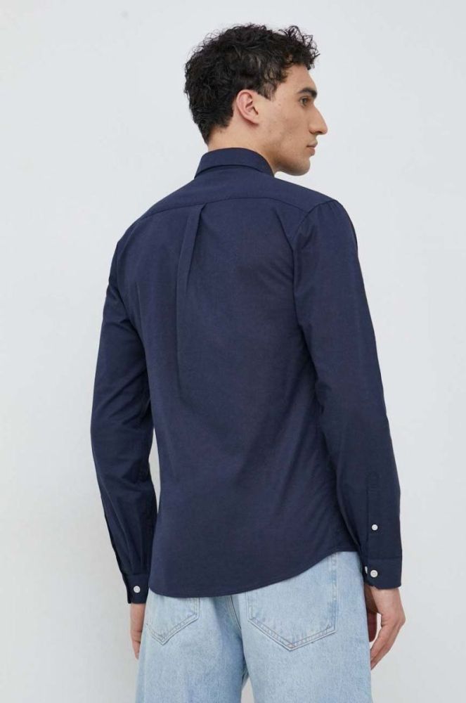 Сорочка Lindbergh чоловіча колір синій slim комір button-down (2954371) фото 4