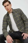 Бавовняна сорочка Lindbergh Чоловіча колір зелений slim комір button-down Бавовняна сорочка Lindbergh Чоловіча колір зелений slim комір button-down