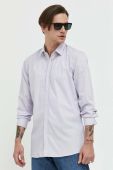 Бавовняна сорочка HUGO чоловіча колір фіолетовий slim класичний комір (3114900)