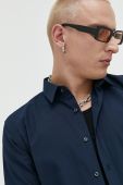 Бавовняна сорочка HUGO чоловіча колір синій slim класичний комір (2890573)