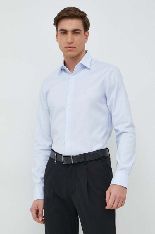 Сорочка Michael Kors чоловіча slim класичний комір колір блакитний (2974193)