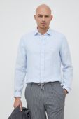 Сорочка з льону Michael Kors чоловіча slim класичний комір колір блакитний
