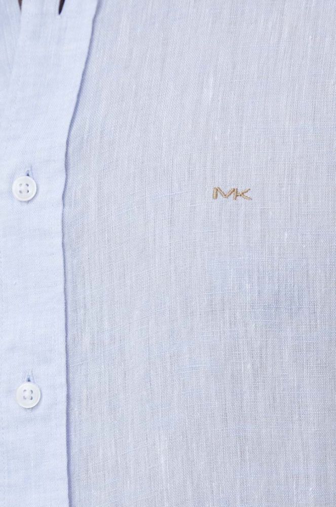 Сорочка з льону Michael Kors slim класичний комір колір блакитний фото 2
