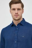 Сорочка з льону Michael Kors колір синій slim класичний комір