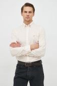 Бавовняна сорочка Tommy Hilfiger чоловіча колір бежевий slim комір button-down