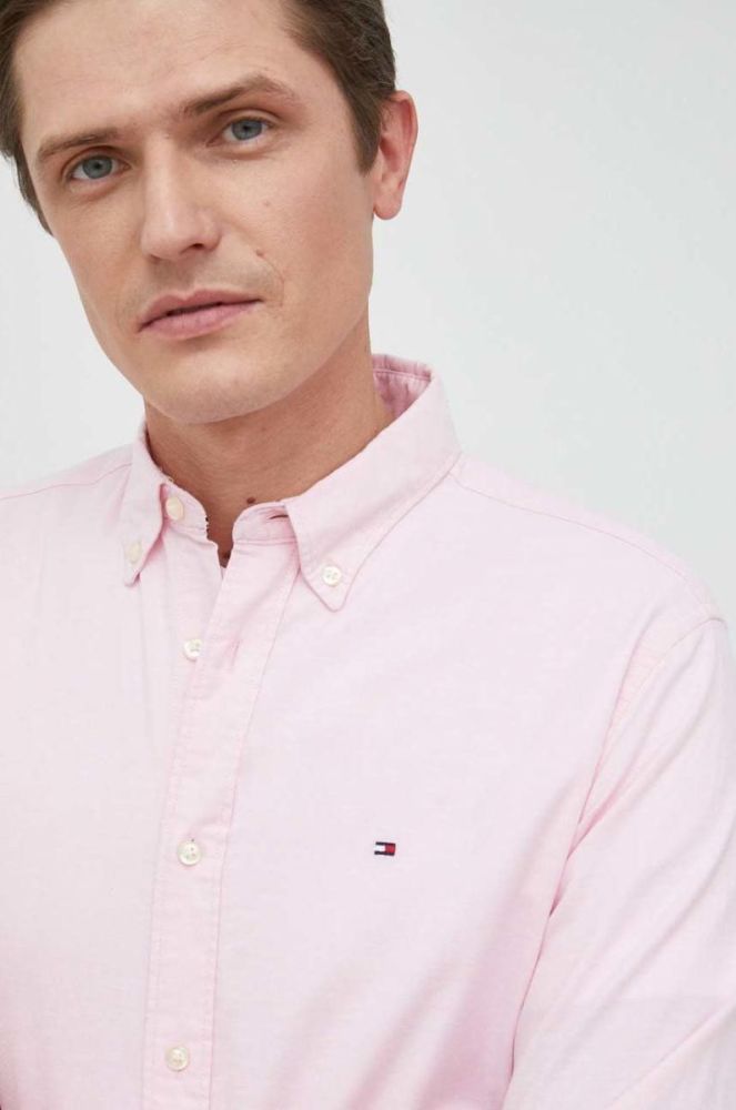 Сорочка Tommy Hilfiger чоловіча колір фіолетовий regular комір button-down фото 5
