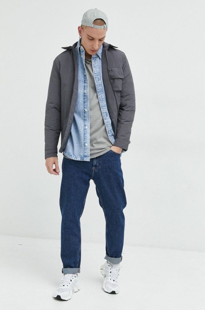 Бавовняна сорочка Tommy Jeans чоловіча relaxed класичний комір колір блакитний (2877948) фото 2