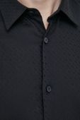 Бавовняна сорочка BOSS чоловіча колір чорний slim класичний комір