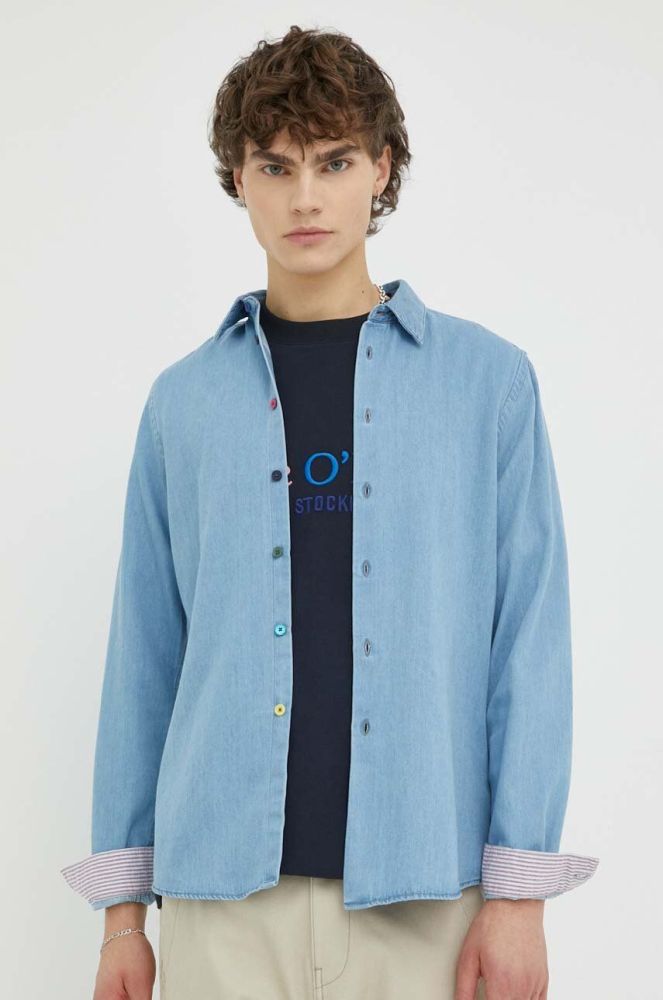 Джинсова сорочка PS Paul Smith чоловіча колір синій regular класичний комір