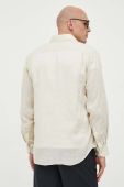 Сорочка з льону Paul&Shark колір бежевий regular класичний комір