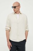 Сорочка з льону Paul&Shark колір бежевий regular класичний комір