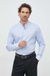 Бавовняна сорочка Tiger Of Sweden чоловіча slim зі стійкою колір блакитний Бавовняна сорочка Tiger Of Sweden чоловіча slim зі стійкою колір блакитний