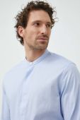 Бавовняна сорочка Tiger Of Sweden чоловіча slim зі стійкою колір блакитний