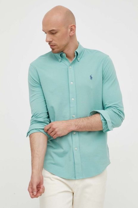 Бавовняна сорочка Polo Ralph Lauren чоловіча колір зелений regular комір button-down (3256668)