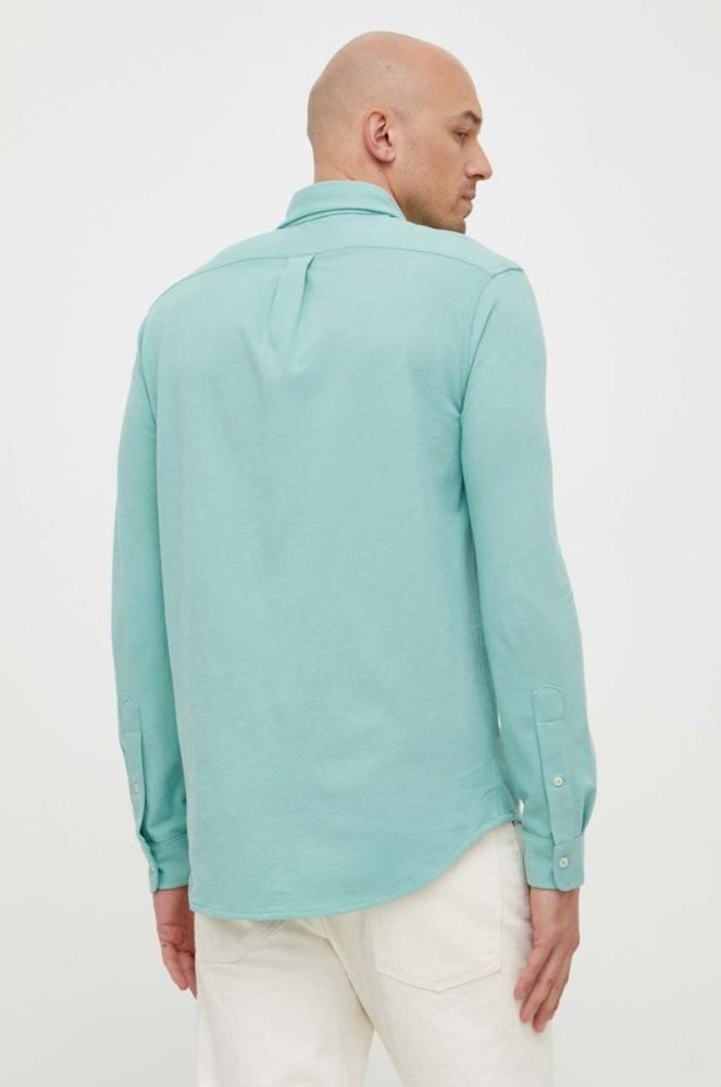 Бавовняна сорочка Polo Ralph Lauren чоловіча колір зелений regular комір button-down (3256668) фото 4