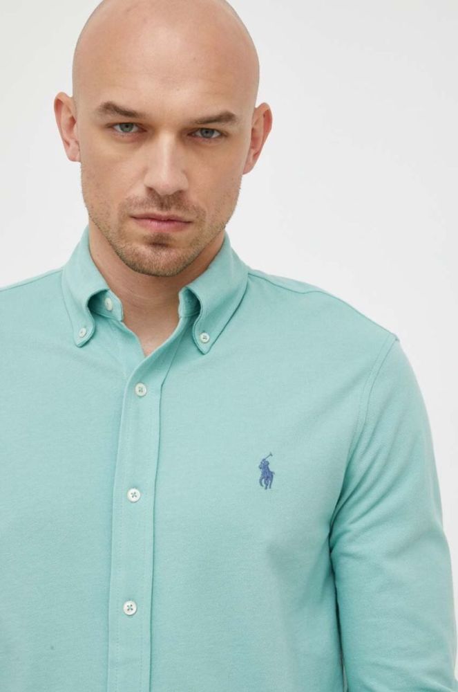 Бавовняна сорочка Polo Ralph Lauren чоловіча колір зелений regular комір button-down (3256668) фото 5