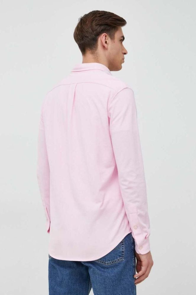 Бавовняна сорочка Polo Ralph Lauren чоловіча колір рожевий regular комір button-down (2946382) фото 4