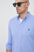 Бавовняна сорочка Polo Ralph Lauren чоловіча regular комір button-down колір блакитний (2946385)