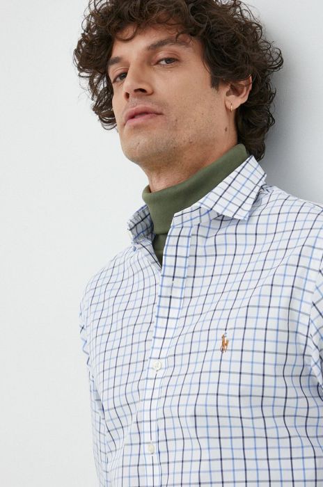 Сорочка Polo Ralph Lauren чоловіча колір білий slim класичний комір