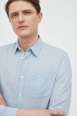 Сорочка з льону Pepe Jeans Parker Long regular класичний комір колір блакитний