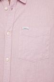 Сорочка з льону Pepe Jeans колір рожевий regular класичний комір