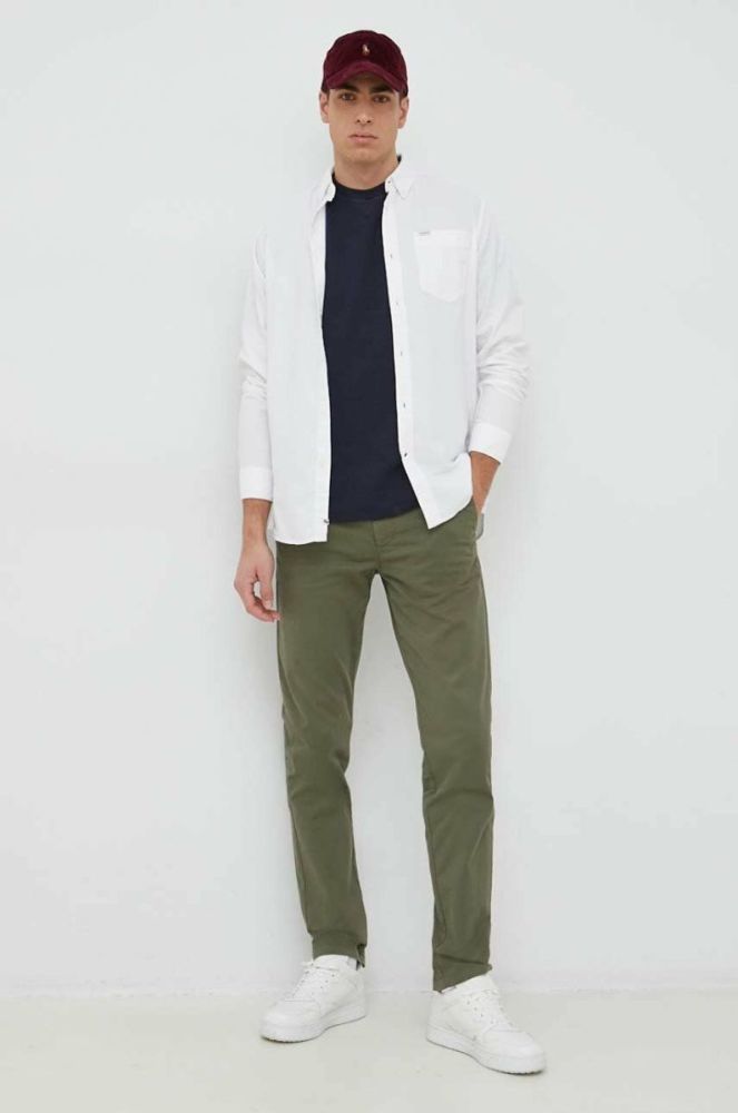 Бавовняна сорочка Pepe Jeans Fabio Чоловіча колір білий regular комір button-down фото 2