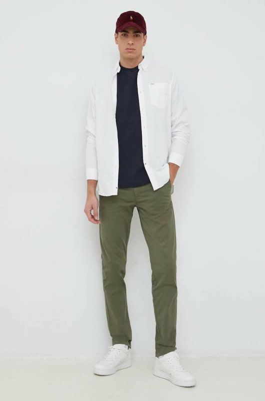 Бавовняна сорочка Pepe Jeans Fabio Чоловіча колір білий regular комір button-down фото 2