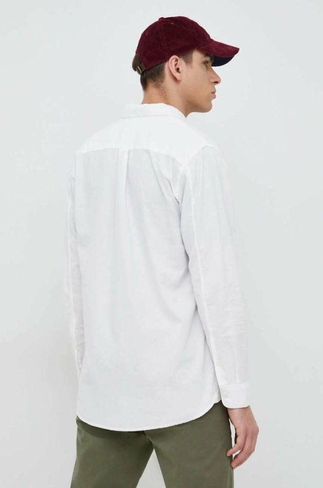 Бавовняна сорочка Pepe Jeans Fabio Чоловіча колір білий regular комір button-down фото 3